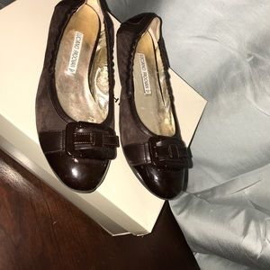 Luciano Padovan Suede patent ballerina flat 39